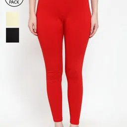 Jinfo Women Pack of 3 Solid Ankle-Length Leggings-picture-34