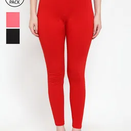 Jinfo Women Pack of 3 Solid Ankle-Length Leggings-picture-31