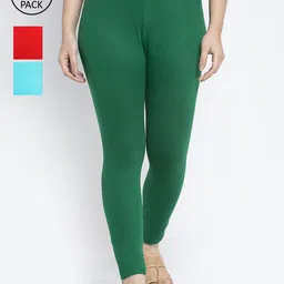 Jinfo Women Pack Of 3 Solid Ankle-Length Super Combod Cotton Leggings-picture-40