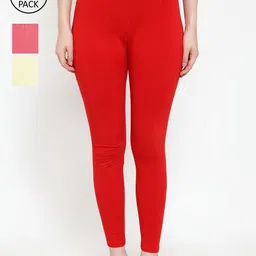 GRACIT Women Pack Of 3 Cotton Lycra Solid Ankle-Length Leggings-image-85