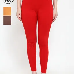 Jinfo Women Pack Of 3 Super Combod Cotton Lycra Ankle-Length Leggings-image-69
