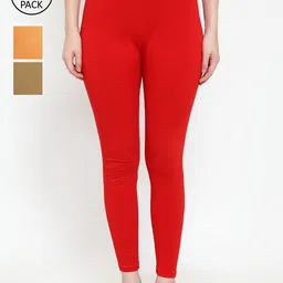 Jinfo Women Pack of 3 Solid Ankle Length Super Combod Cotton Leggings-picture-27