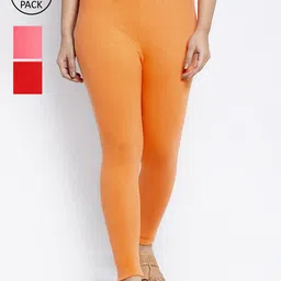 Jinfo Women Pack Of 3 Solid Ankle-Length Super Combod Cotton Leggings-picture-43