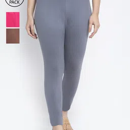 Jinfo Women Pack of 3 Solid Ankle Length Leggings-picture-22