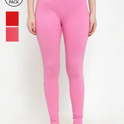 Jinfo Women Pack Of 3 Solid Ankle-Length Super Combod Cotton Leggings-image-106