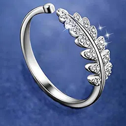 UNIVERSITY TRENDZ Set of 2 Silver-Plated & White CZ Stone-Studded Adjustable Finger Rings image 2