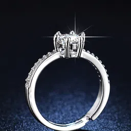 Jewels Galaxy Silver-Plated Stone-Studded Finger Ring image 2