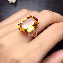 Designs & You Rose Gold-Plated American Diamond Studded Oval Finger Ring image 2