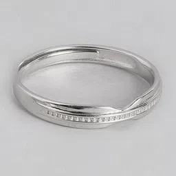 Zavya Men 92.5 Sterling Silver Rhodium-Plated CZ Studded Adjustable Finger Ring image 3