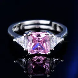 Jewels Galaxy Silver-Plated American Diamond Studded Adjustable Finger Ring image 2