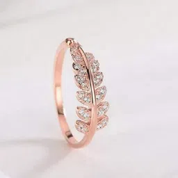 UNIVERSITY TRENDZ Women Set of 2 Silver-Plated & Rose-Gold Plated White CZ Finger Rings image 2