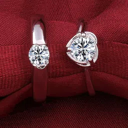 Silver Shine Silver-Plated AD Studded Necklace With Adjustable Couple Rings image 2