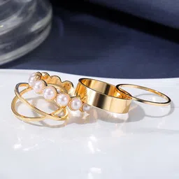 Jewels Galaxy Set Of 4 Gold-Plated Stackable Finger Rings image 2