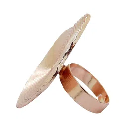 FEMMIBELLA Rose Gold-Plated Circular Eclipse Adjustable Finger Ring image 2