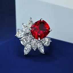 Designs & You Silver-Plated Floral-Shaped AD-Stone Studded Finger Ring image 2