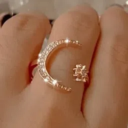 Vighnaharta Gold-Plated CZ-Studded Finger Ring image 2