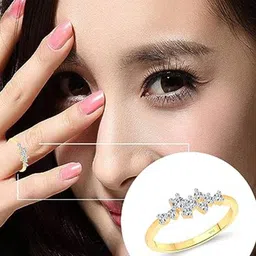 Vighnaharta Gold-Plated Stone-Studded Adjustable Finger Ring image 2