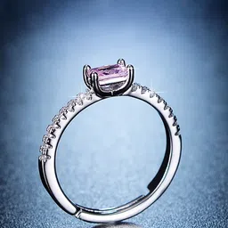 Designs & You Silver-Plated American Diamond Studded Adjustable Finger Ring image 2