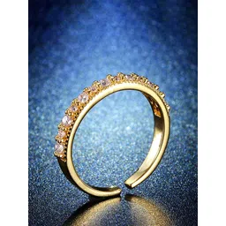 Designs & You Gold-Plated Crystal Studded Adjustable Finger Ring image 2