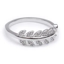 KARATCART Silver-Plated White AD-Studded Finger Ring image 2