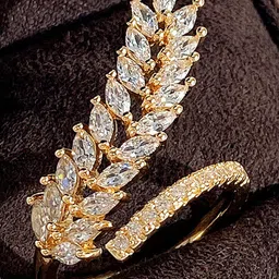 Jewels Galaxy Gold-Plated AD-Studded Adjustable Finger Ring image 2