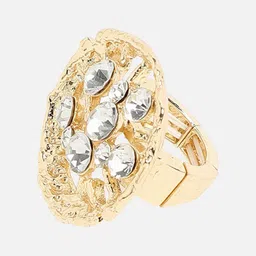 SOHI Gold-Plated Crystal Studded Statement Finger Ring image 2