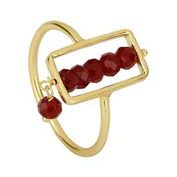 Berserk Gold Plated Garnet Stone Studded Adjustable Finger Ring image 2