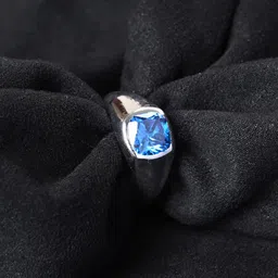 Clara Men 925 Sterling Silver Platinum-Plated Zirconia-Studded Adjustable Finger Ring image 2