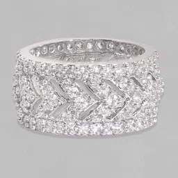 Rubans Rhodium Plated High Quality Cubic Zirconia Studded Finger Ring image 3