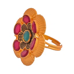 Silvermerc Designs Gold-Plated Stone-Studded Adjustable Finger Ring image 2