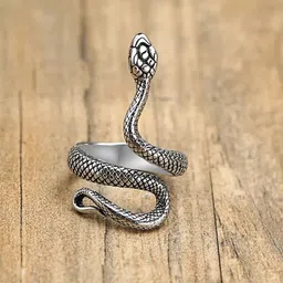 MEENAZ Unisex Silver-Plated Textured Adjustable Finger Ring image 5