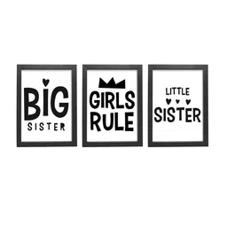 TIED RIBBONS Set Of 3 White & Black Quotes Printed Poster Framed Paintings Wall Art image 2