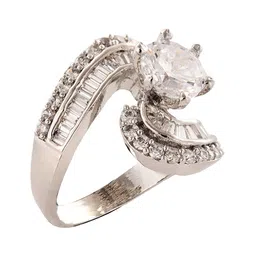 Saraf RS Jewellery White & Rhodium-Plated AD Studded Finger Ring image 2