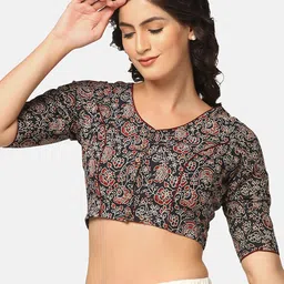 THE WEAVE TRAVELLER Hand Block Printed Cotton Non Paded Without Lining Blouse image 2