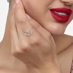 Zaveri Pearls Gold-Plated CZ-Studded Adjustable Ring image 5