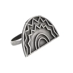 TEEJH Oxidized Silver-Plated Adjustable Finger Ring image 2
