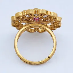Kushal's Fashion Jewellery Gold-plated Stone-Studded Adjustable Antique Finger Ring image 3