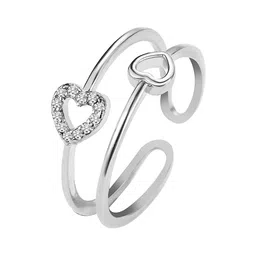 Peora Silver-Plated AD Studded Rotating Heart Finger Ring image 4