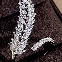 Jewels Galaxy Silver-Plated CZ-Studded Adjustable Finger Ring image 3