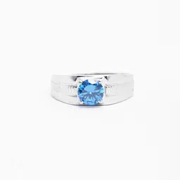 Clara Men 925 Sterling Silver Platinum-Plated Zirconia-Studded Adjustable Finger Ring image 3