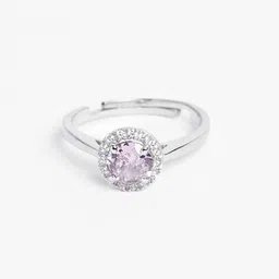 Clara 925 Silver Platinum-Plated Cubic Zirconia-Studded Vega Adjustable Finger Ring image 3