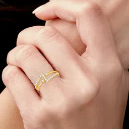 Vighnaharta Gold-Plated CZ-Studded Ring image 3