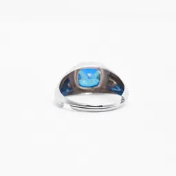 Clara Men 925 Sterling Silver Platinum-Plated Zirconia-Studded Adjustable Finger Ring image 3