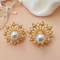 ABDESIGNS Gold-Plated Beaded Classic Studs Earrings image 5