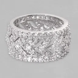 Rubans Rhodium Plated High Quality Cubic Zirconia Studded Finger Ring image 4