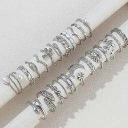 Jewels Galaxy Set of 23 Silver-Plated Adjustable Finger Ring image 3
