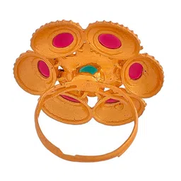 Silvermerc Designs Gold-Plated Stone-Studded Adjustable Finger Ring image 3