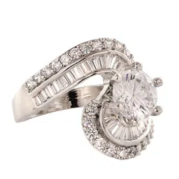 Saraf RS Jewellery White & Rhodium-Plated AD Studded Finger Ring image 5