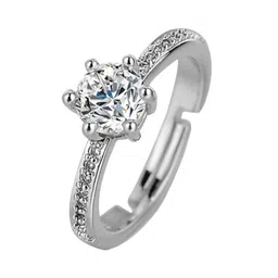 Jewels Galaxy Silver-Plated Stone-Studded Finger Ring image 4