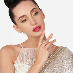 Zaveri Pearls Rose Gold-Plated & CZ Stone-Studded Adjustable Finger Ring image 1